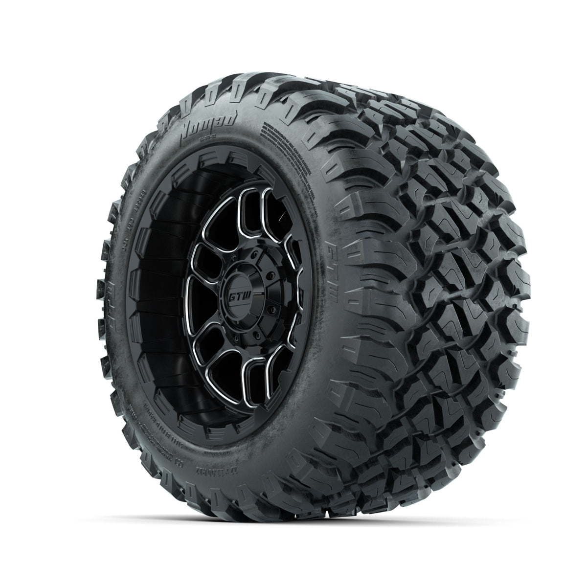 Set of (4) 12" GTW® Titan Machined & Black Wheels with 22x11-R12 Nomad All-Terrain Tires