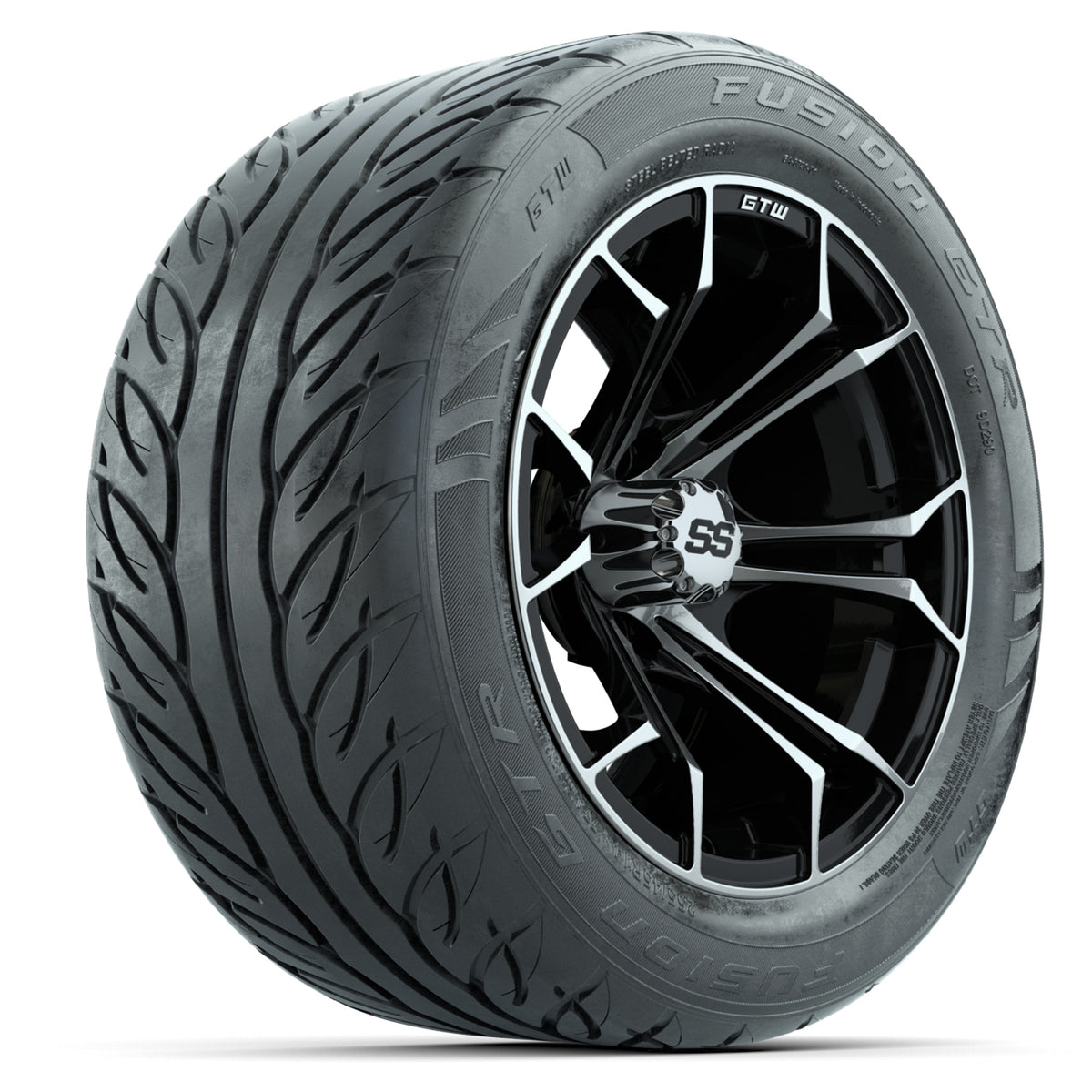 GTW Spyder Machined/Black 14" Wheels & 255/45-R14 Fusion GTR Street Tires – Set of 4