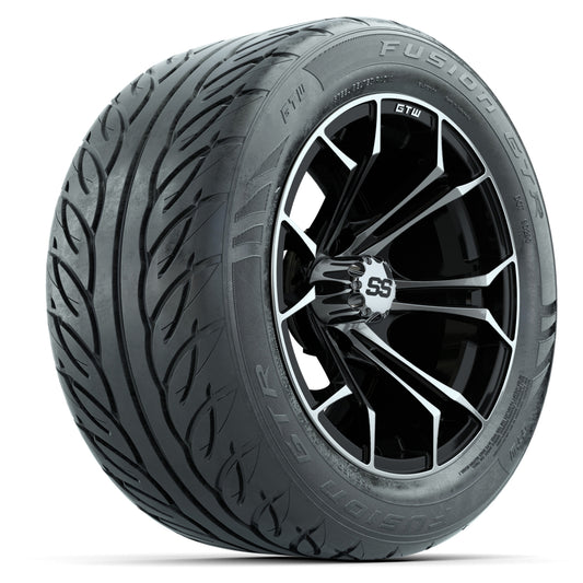 GTW Spyder Machined/Black 14" Wheels & 255/45-R14 Fusion GTR Street Tires – Set of 4