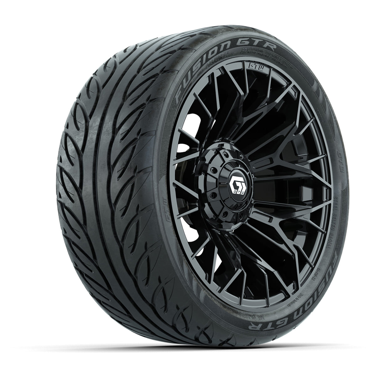 Set of (4) 14" GTW® Stellar Black Wheels with 205/40-R14 Fusion GTR Street Tires