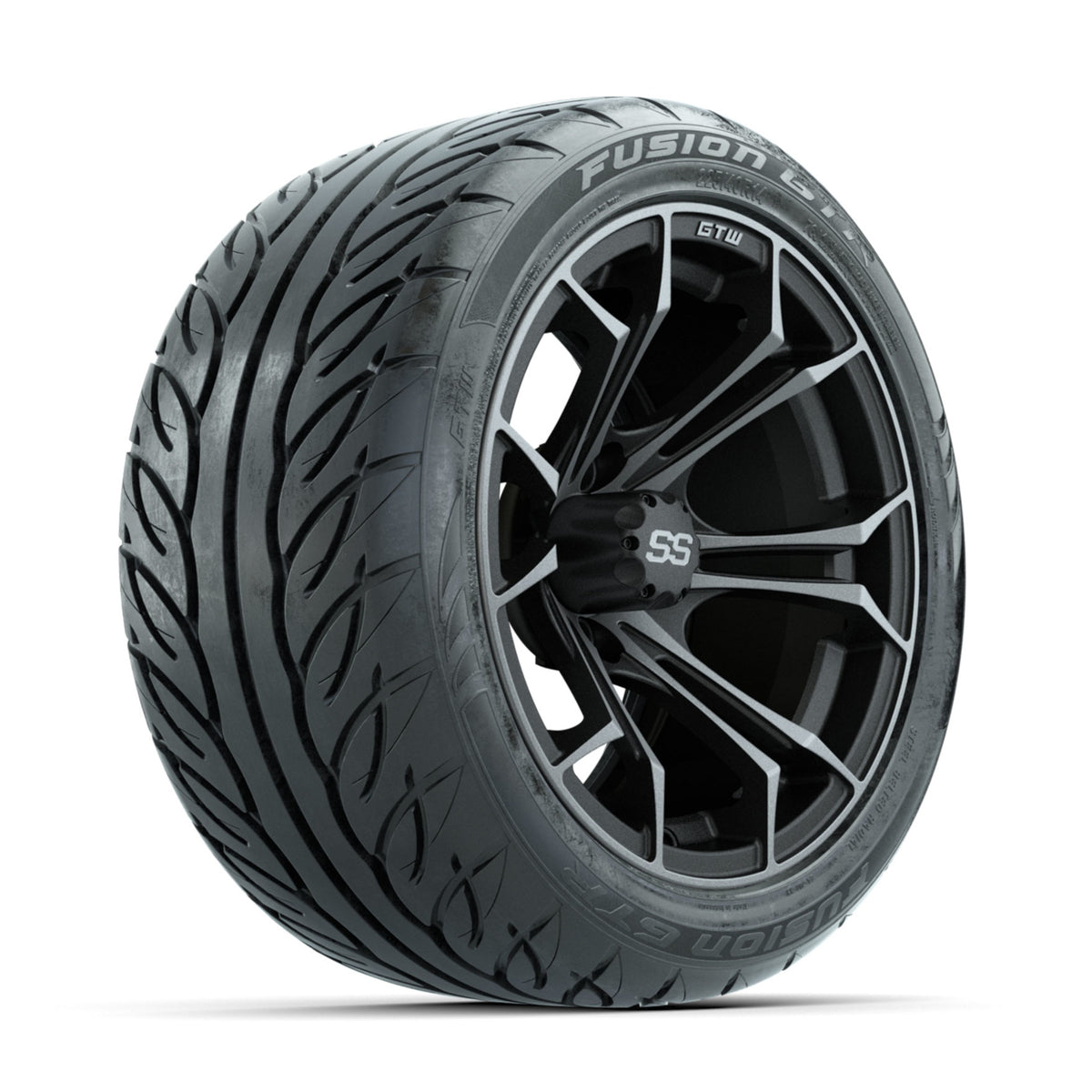 GTW Spyder Matte Grey 14 in Wheels with 225/40-R14 Fusion GTR Street Tires Full Set