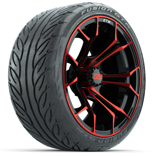 GTW Spyder Red/Black 15" Wheels with 215/40-R15 Fusion GTR Street Tires Full Set