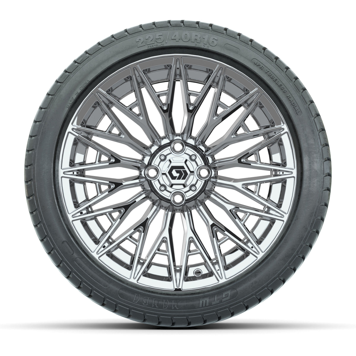 GTW® Blur Chrome 16" Wheels with 225/40-R16 Maverick Street Tires - Full Set