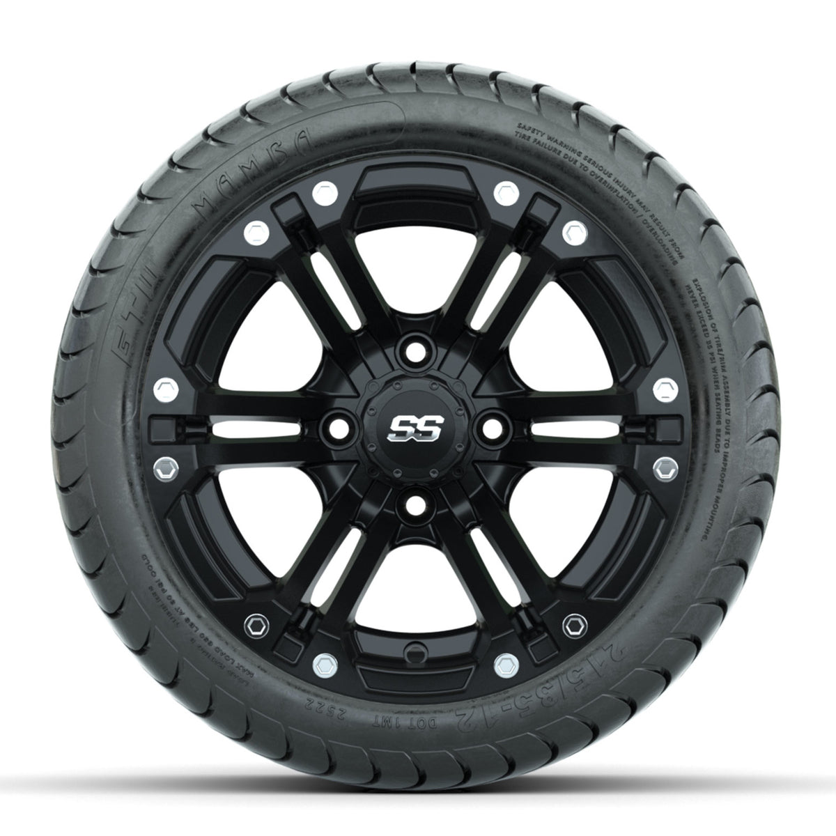 GTW Specter Matte Black 12" Wheels with 215/35-12 Mamba Street Tires Full Set