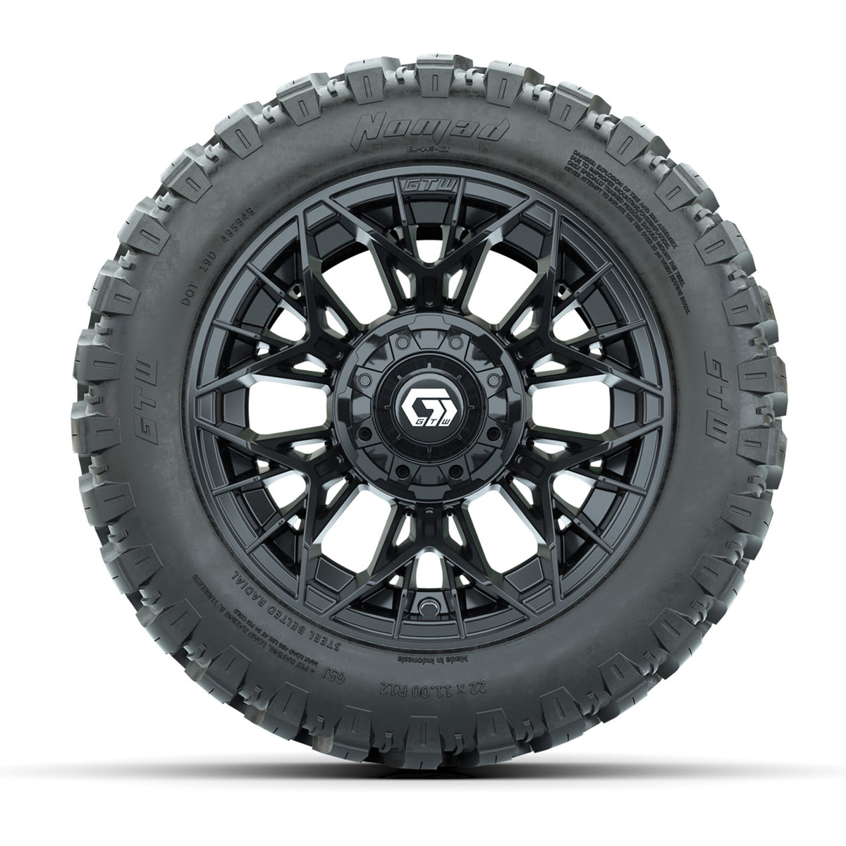 Set of (4) 12" GTW® Stellar Black Wheels with 22x11-R12 Nomad All-Terrain Tires