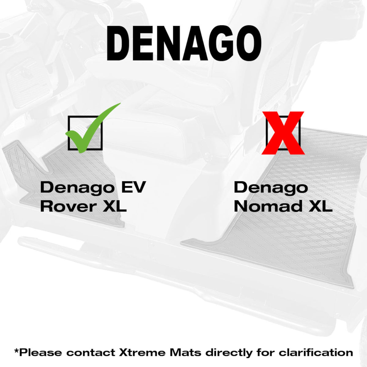 Xtreme Mats Full Coverage Golf Cart Floor Mat – Denago Rover 4F | All Black 2-Piece Set
