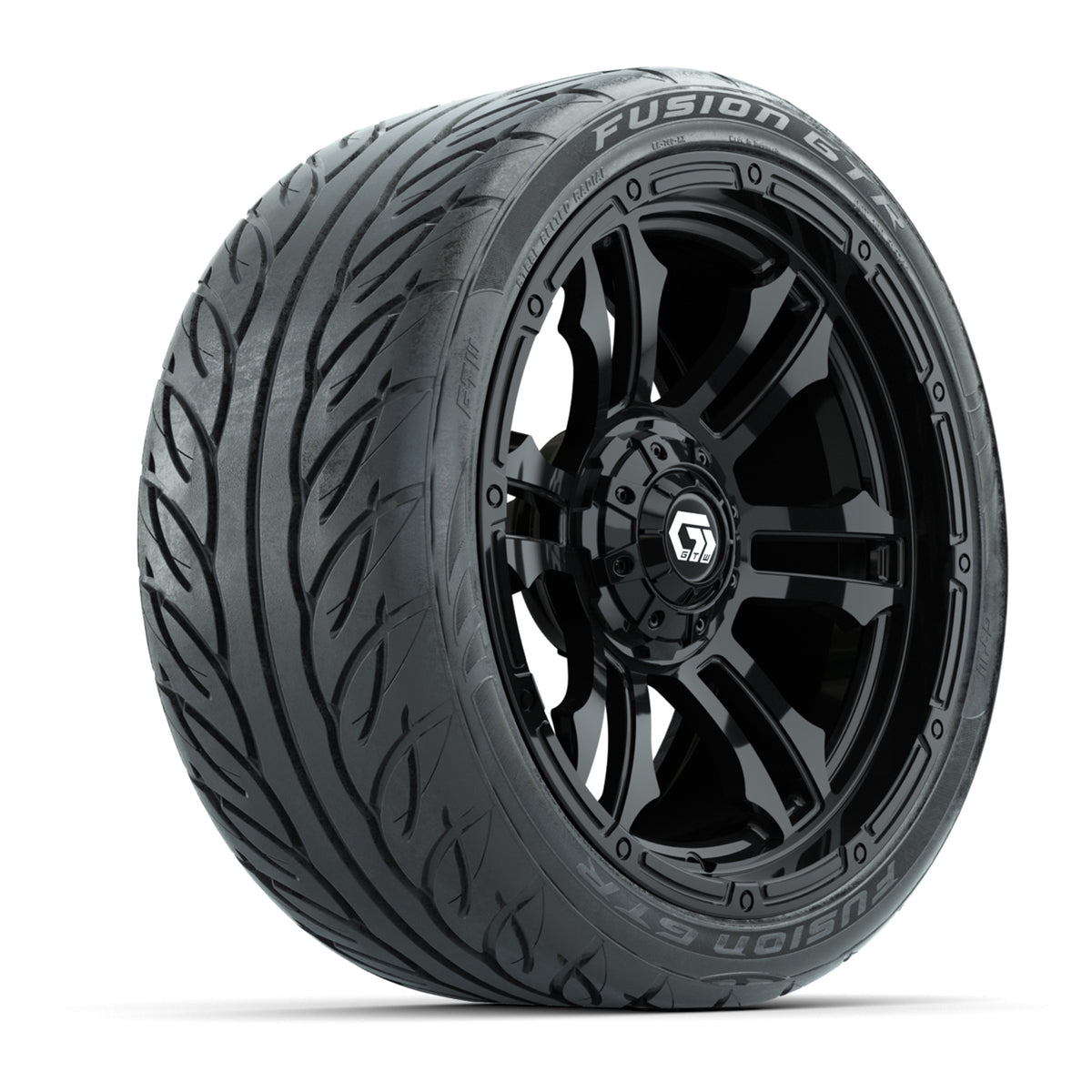 GTW® Shogun Gloss Black 15" Wheels with 215/40-R15 Fusion GTR Steel Belted Street Tires Full Set