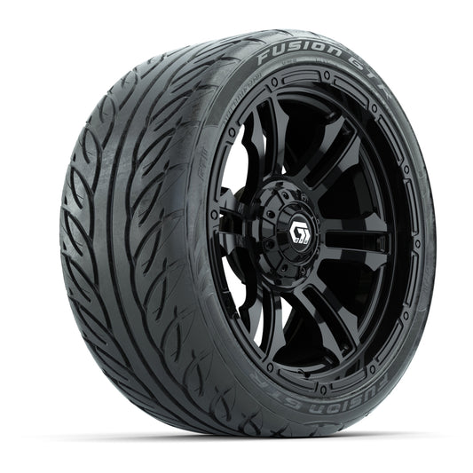 GTW® Shogun Gloss Black 15" Wheels with 215/40-R15 Fusion GTR Steel Belted Street Tires Full Set