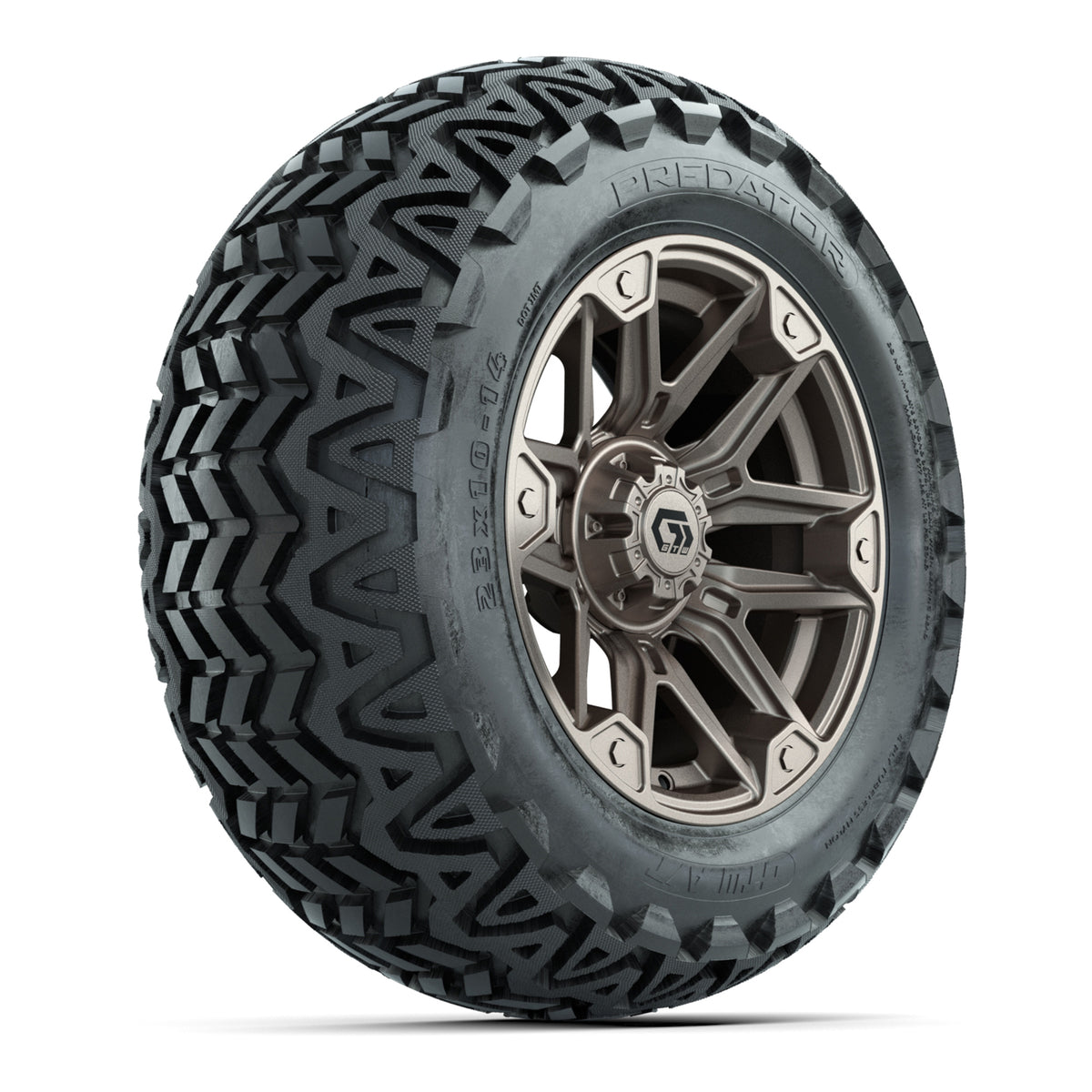GTW® Graffiti Satin Bronze 14 in Wheels with 23x10-14 Predator All-Terrain Tires Full Set