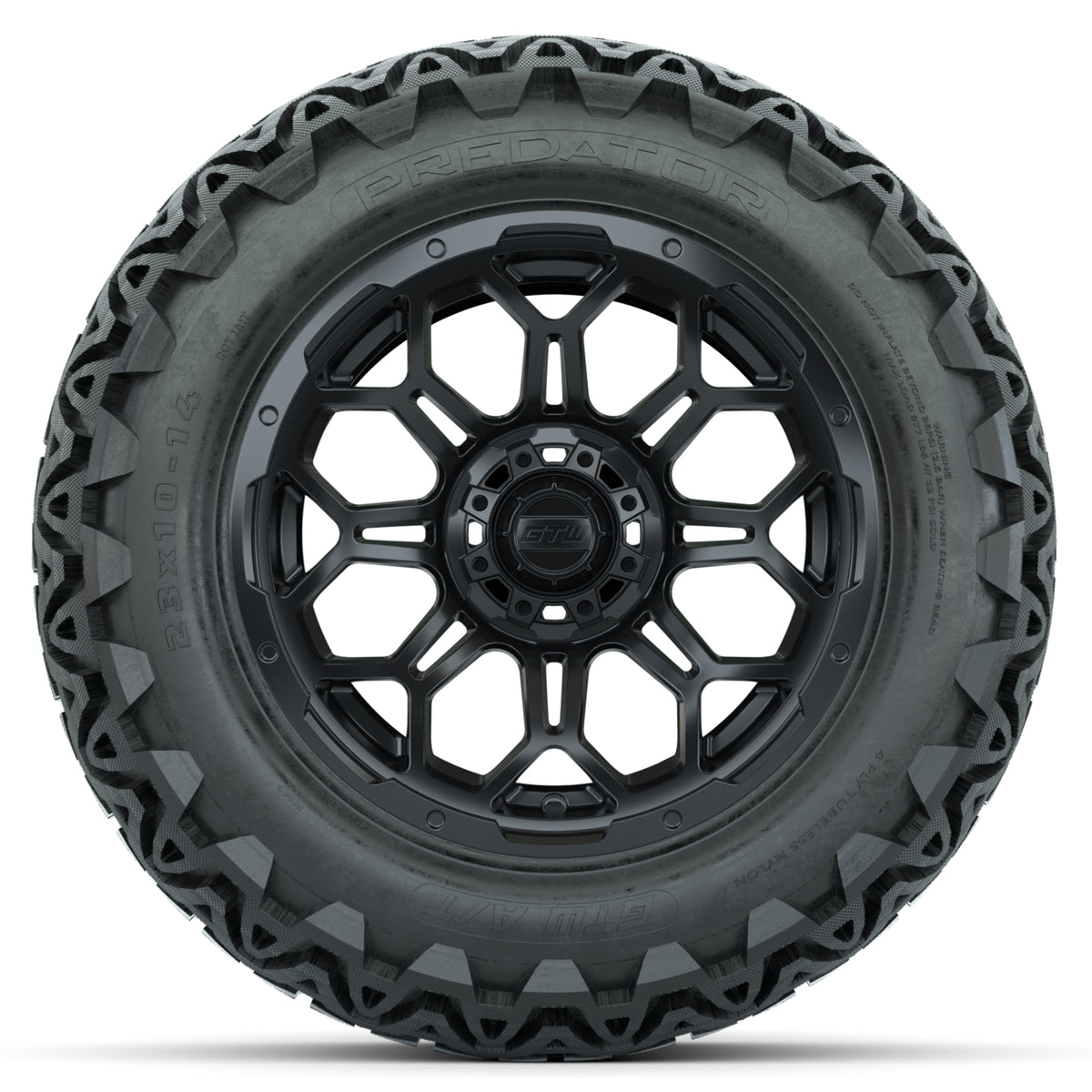 Set of (4) 14 in GTW Bravo Wheels with 23x10-14 GTW Predator All-Terrain Tires