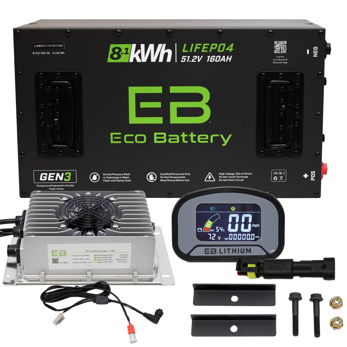 Eco Battery 51V 160Ah Lithium Golf Cart Battery Bundle - ICON EV 2017-2021 Toyota MCU Gen3