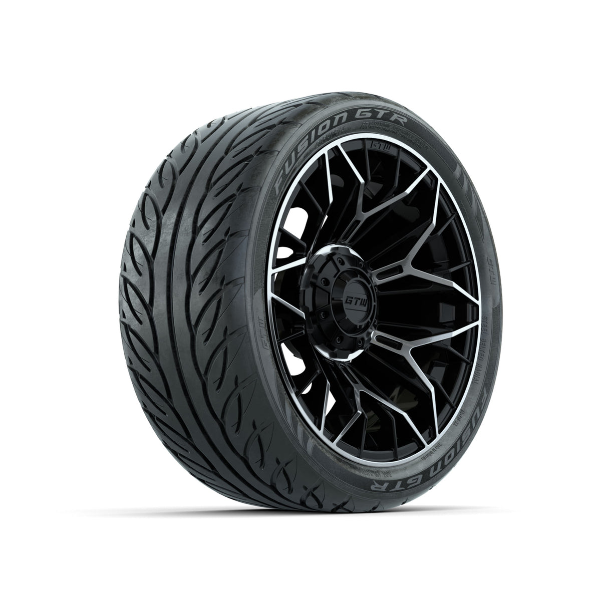 Set of (4) 14" GTW® Stellar Machined & Black Wheels with 205/40-R14 Fusion GTR Street Tires
