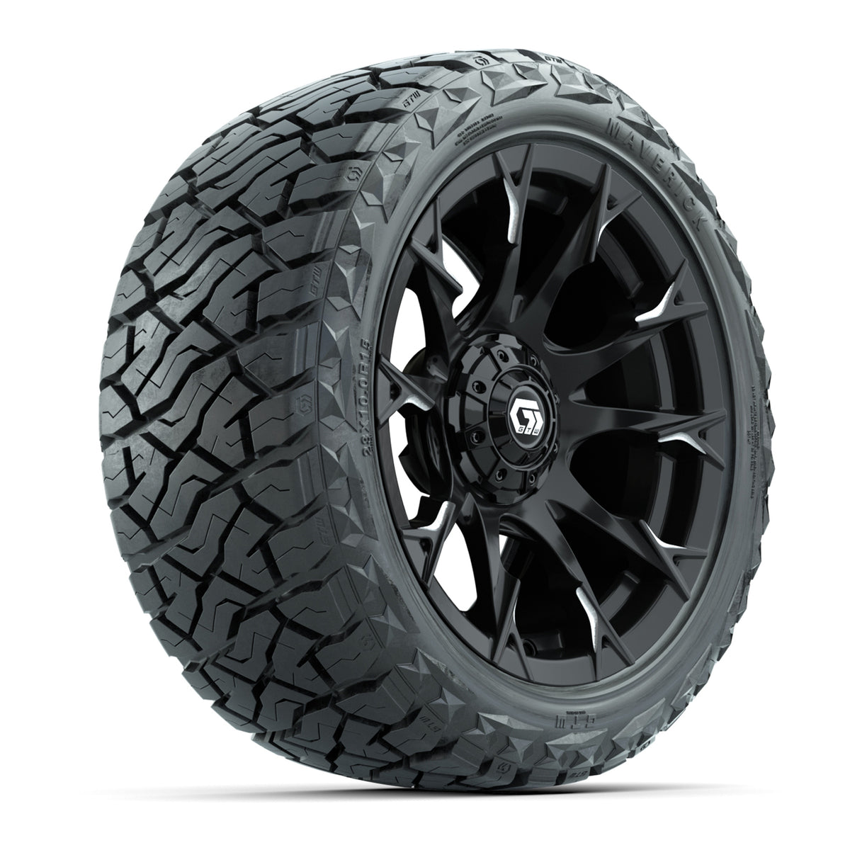 GTW Diablo Gloss Black/Machined 15" Wheels with 23x10.00-R15 Maverick All-Terrain Tires – Full Set