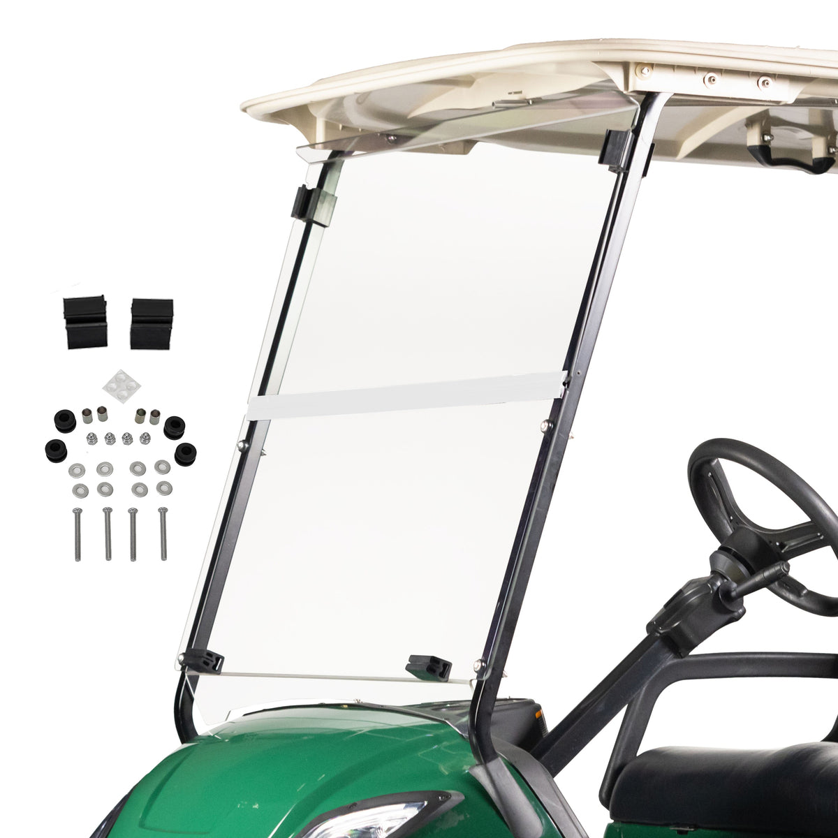 Clear Yamaha Folding Windshield 3/16" Thick Acrylic With Factory Tops (Models G29/Drive)