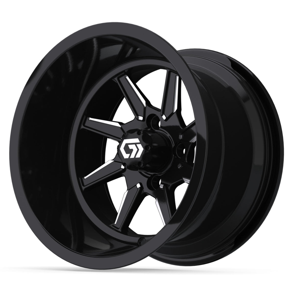 GTW® Reaper Black & Machined 14" Golf Cart Wheel - Single | Deep Dish