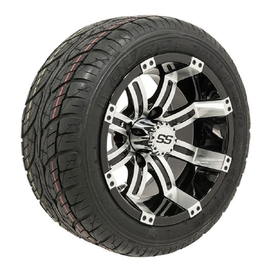 GTW Tempest 12" Black & Machined Wheels with 205/30-12 Fusion Street Tires — Set of 4