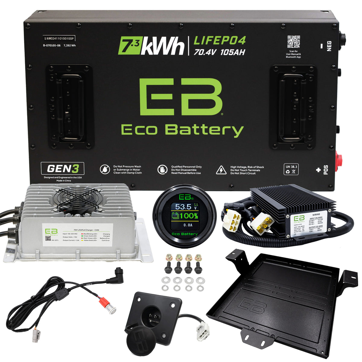 EZGO RXV 72V Lithium Battery (Metal Rack) – Eco Battery 70V 105Ah LiFePO4 Gen3 | Lifetime Warranty