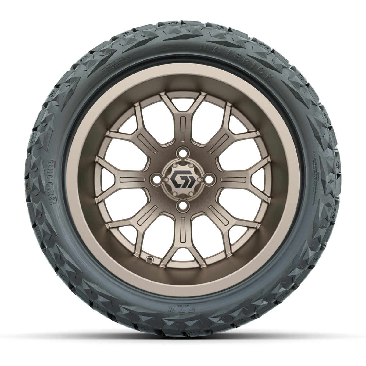 GTW Assault Matte Bronze 15" Deep Dish Wheels with 23X10-R15 Maverick Steel Belted Radial All-Terrain Tires - Full Set