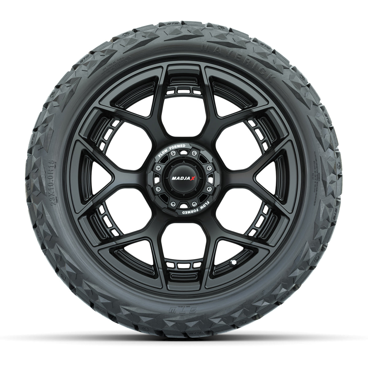 GTW MadJax® Flow Form Evolution Matte Black 15" Wheels with 23x10.00-R15 Maverick All-Terrain Tires – Full Set