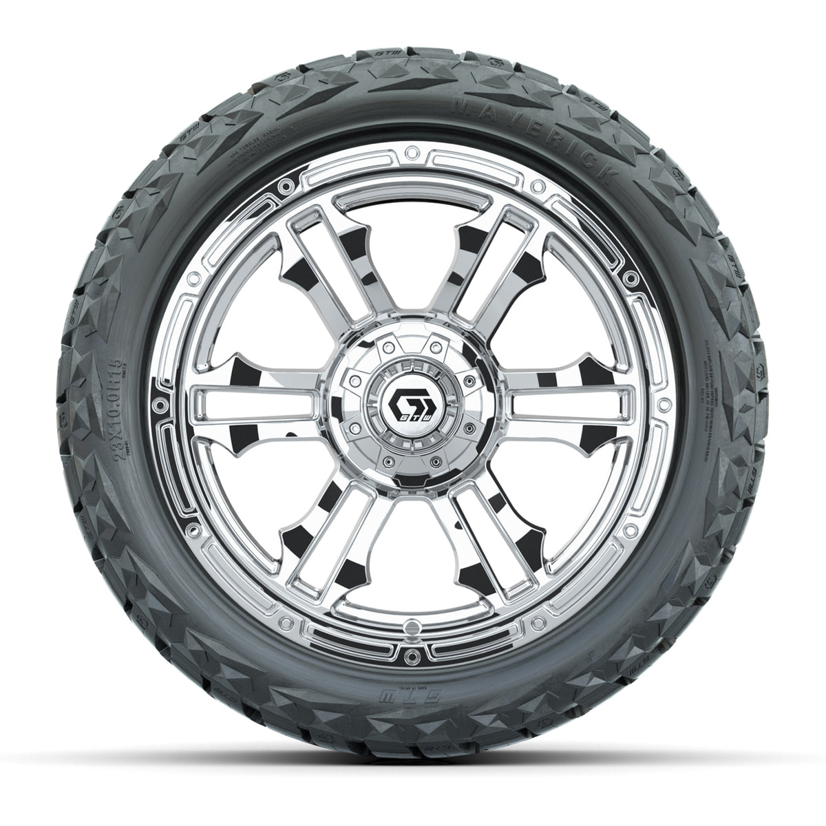 GTW Shogun Chrome 15" Wheels & 23x10.00-R15 Maverick All-Terrain Tires – Set of 4