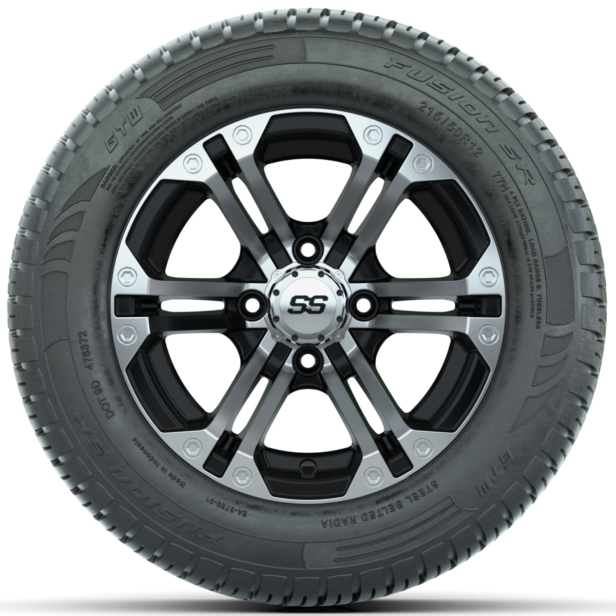 Set of (4) 12" GTW Specter Wheels with 215/50-R12 Fusion S/R Street Tires