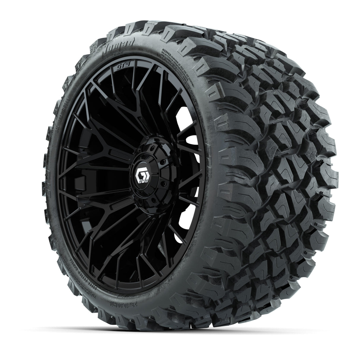 GTW Stellar Matte Black 15" Wheels with 23x10-R15 Nomad All-Terrain Tires - Set of 4