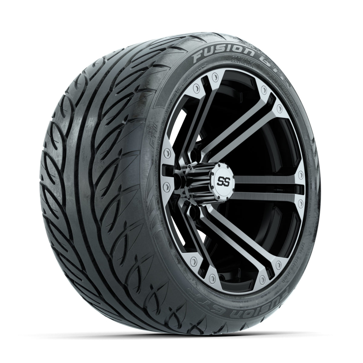 GTW Specter Machined/Black 14 in Wheels with 225/40-R14 Fusion GTR Street Tires Full Set