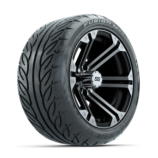 GTW Specter Machined/Black 14 in Wheels with 225/40-R14 Fusion GTR Street Tires Full Set