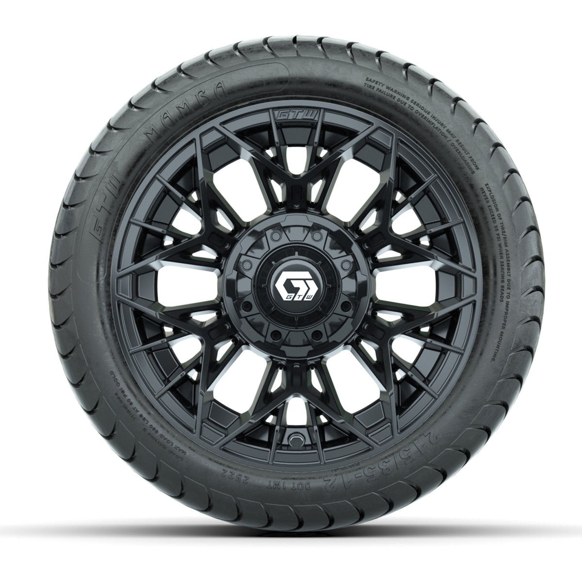 Set of (4) 12" GTW® Stellar Black Wheels with 215/35-12 Mamba Street Tires
