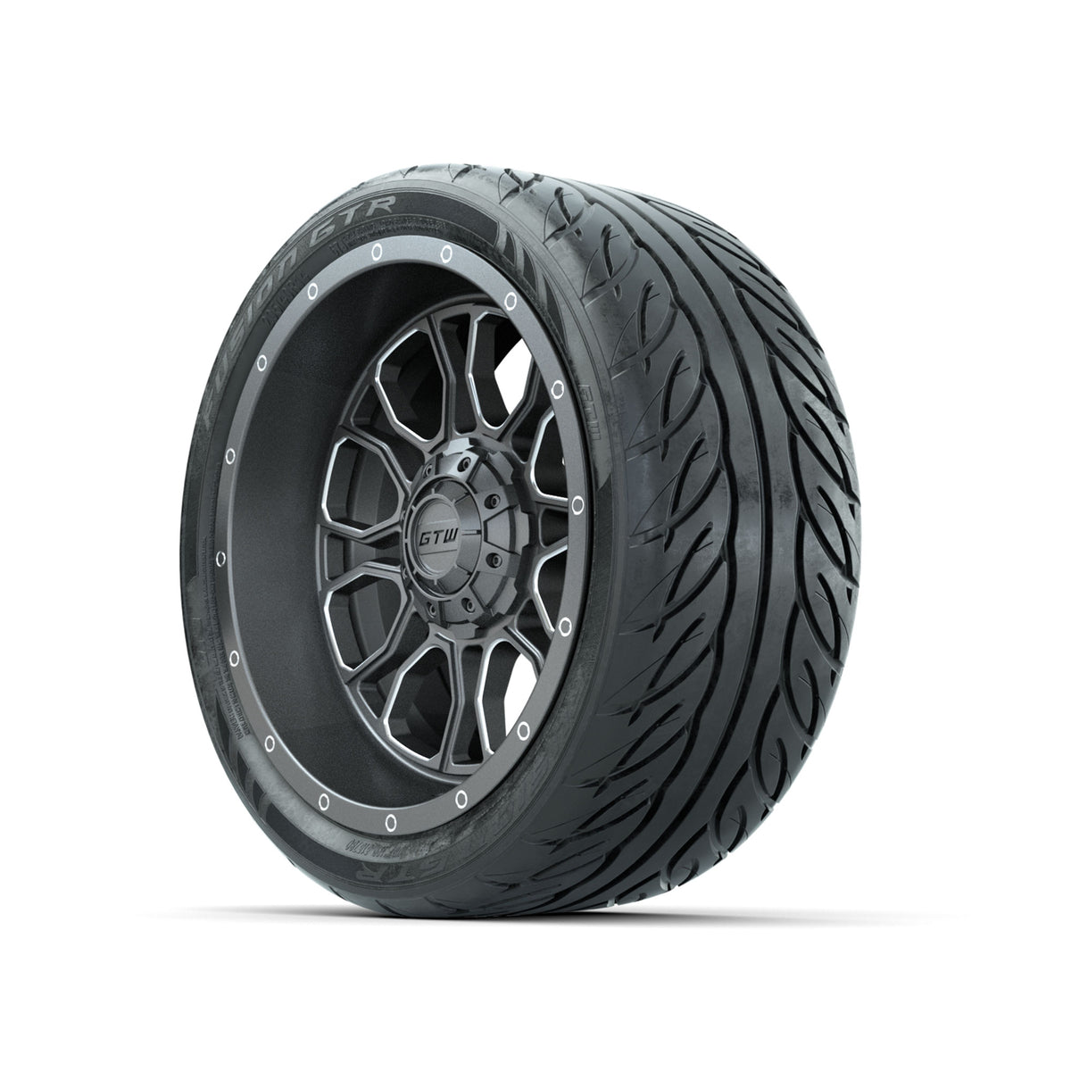 GTW Volt Gunmetal/Machined 14" Wheels with 205/40-R14 Fusion GTR Street Tires - Full Set