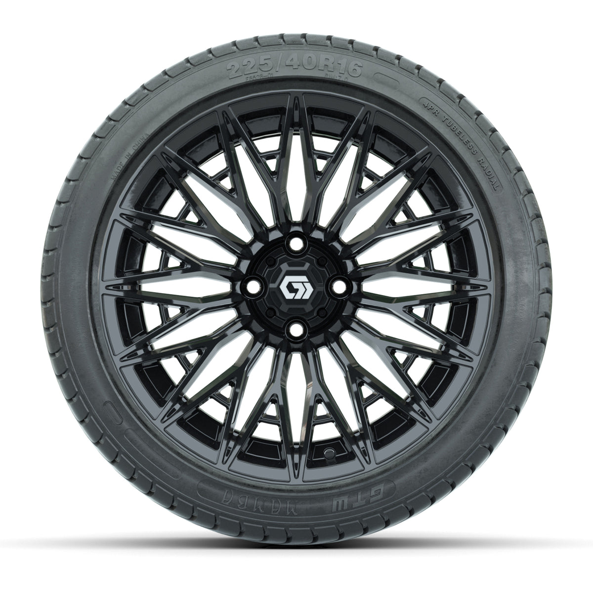 GTW® Blur Gloss Black 16" Wheels with 225/40-R16 Mamba Street Tires - Full Set
