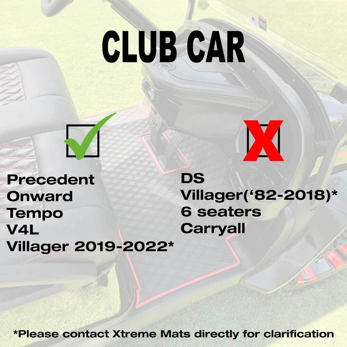 Xtreme Mats Club Car Precedent & Onward Floor Mat | Full Coverage Black & Green | 2004-2025