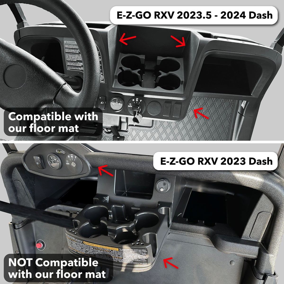 Xtreme Mats Full-Coverage Golf Cart Floor Mat | EZGO RXV & Valor 2024-Up – All Black