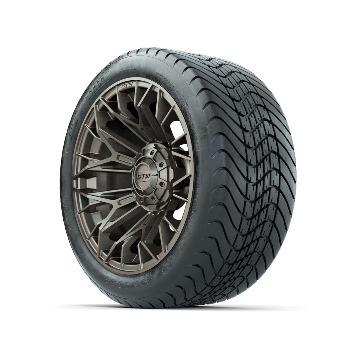 Set of (4) 14" GTW® Stellar Matte Bronze Wheels with 225/30-14 Mamba Street Tire