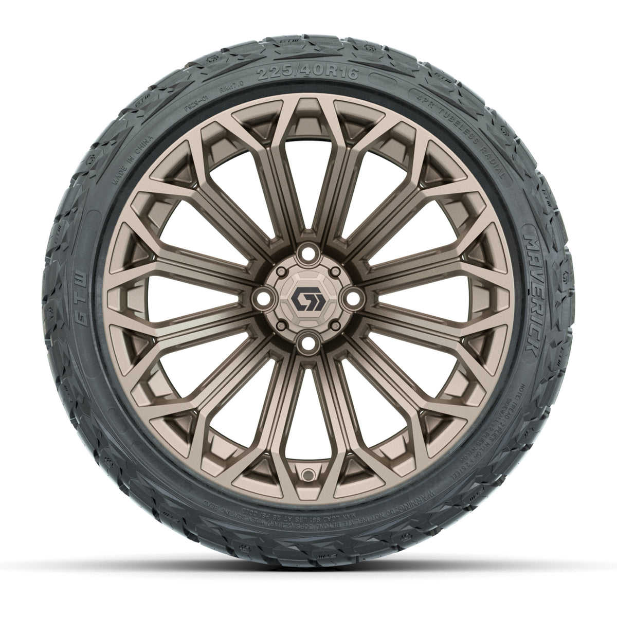 GTW® 16" Phantom Matte Bronze Golf Cart Wheels & 225/40-R16 Maverick A/T Tires - Full Set