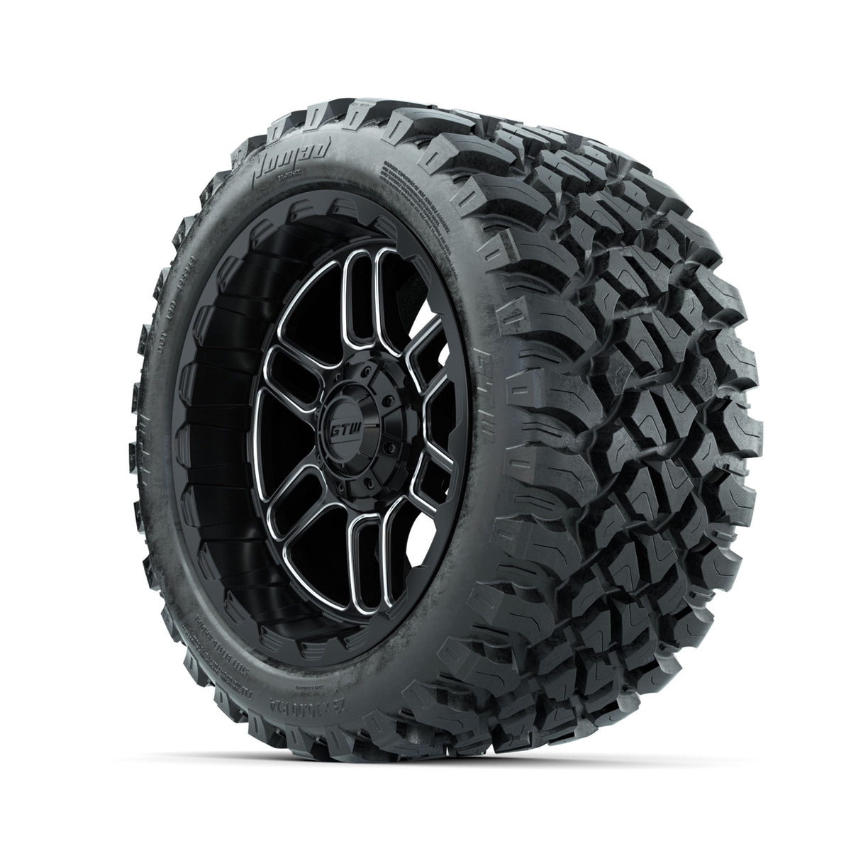 GTW® Titan 14" Machined Black Wheels + 23x10-R14 Nomad All-Terrain Tires — Set of 4