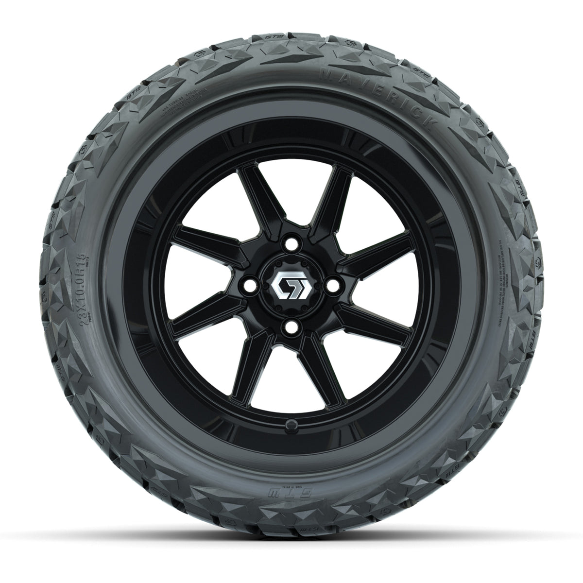 GTW Reaper Gloss Black 15" Deep Dish Wheels with 23X10-R15 Maverick Steel Belted Radial All-Terrain Tires - Full Set