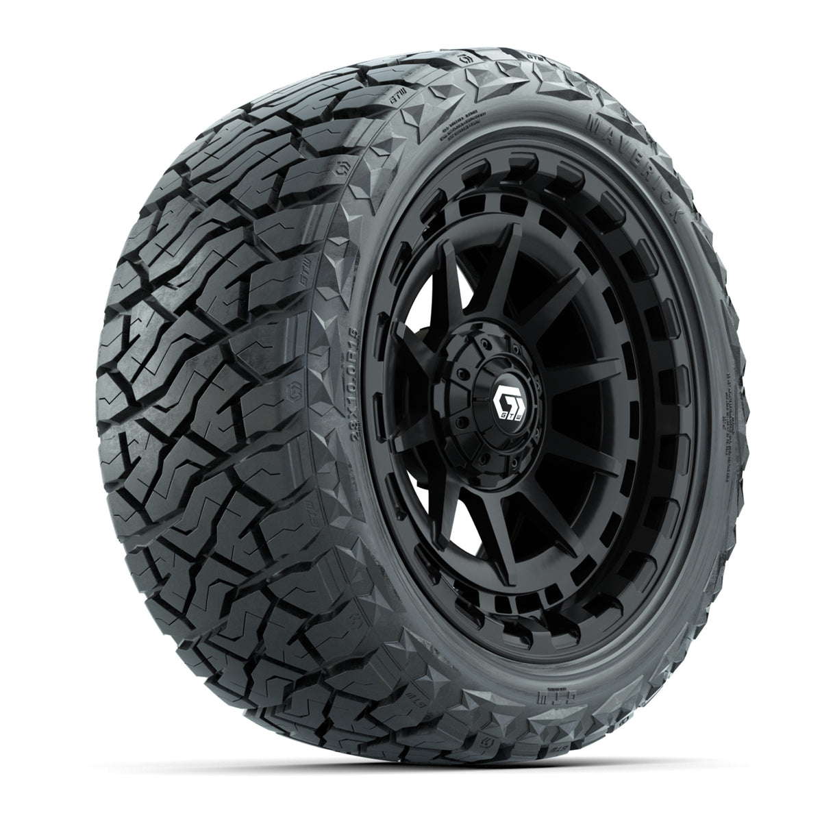 GTW Barricade Gloss Black 15" Wheels with 23x10.00-R15 Maverick All-Terrain Tires – Full Set