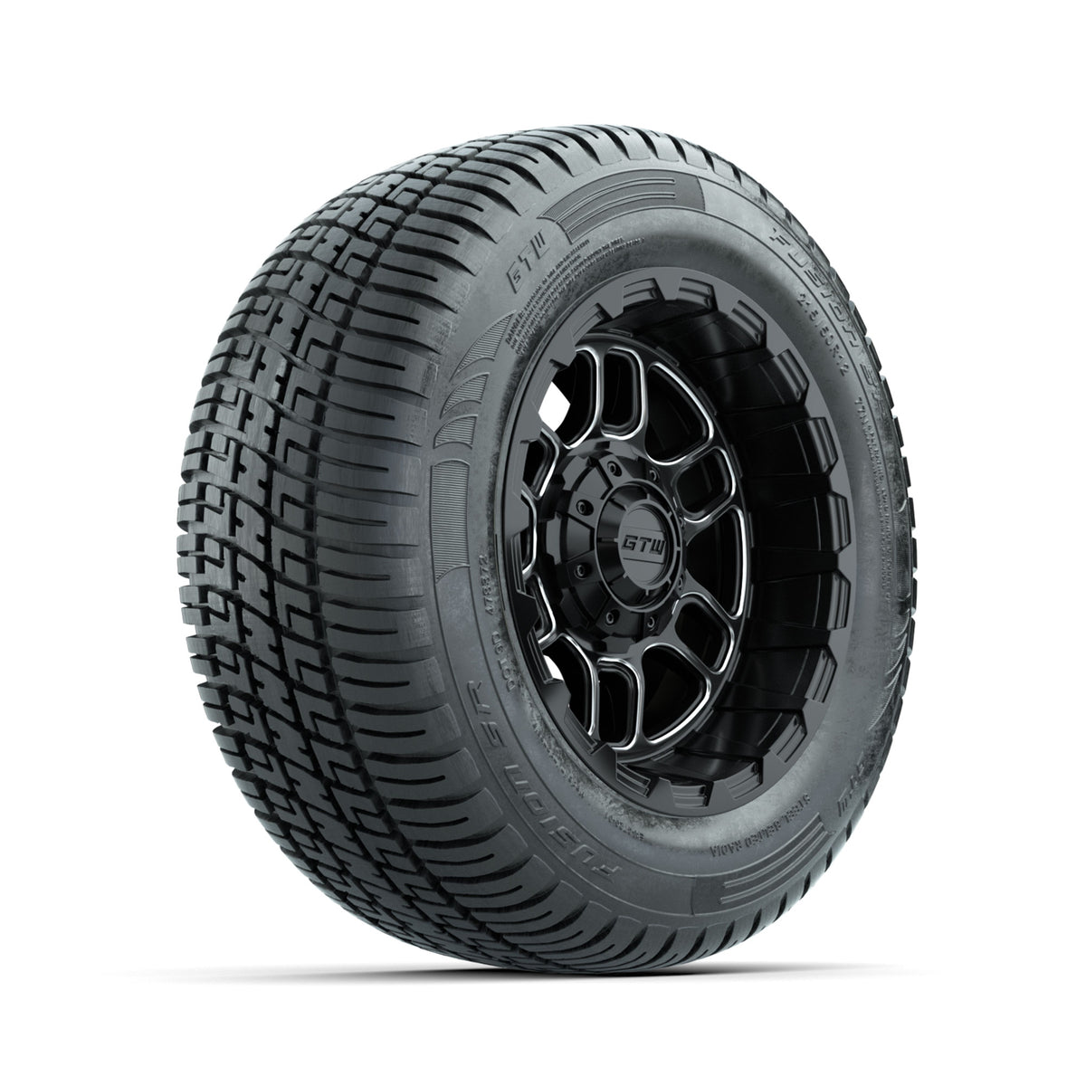 Set of (4) 12" GTW® Titan Machined & Black Wheels with 215/50-R12 Fusion S/R Street Tires