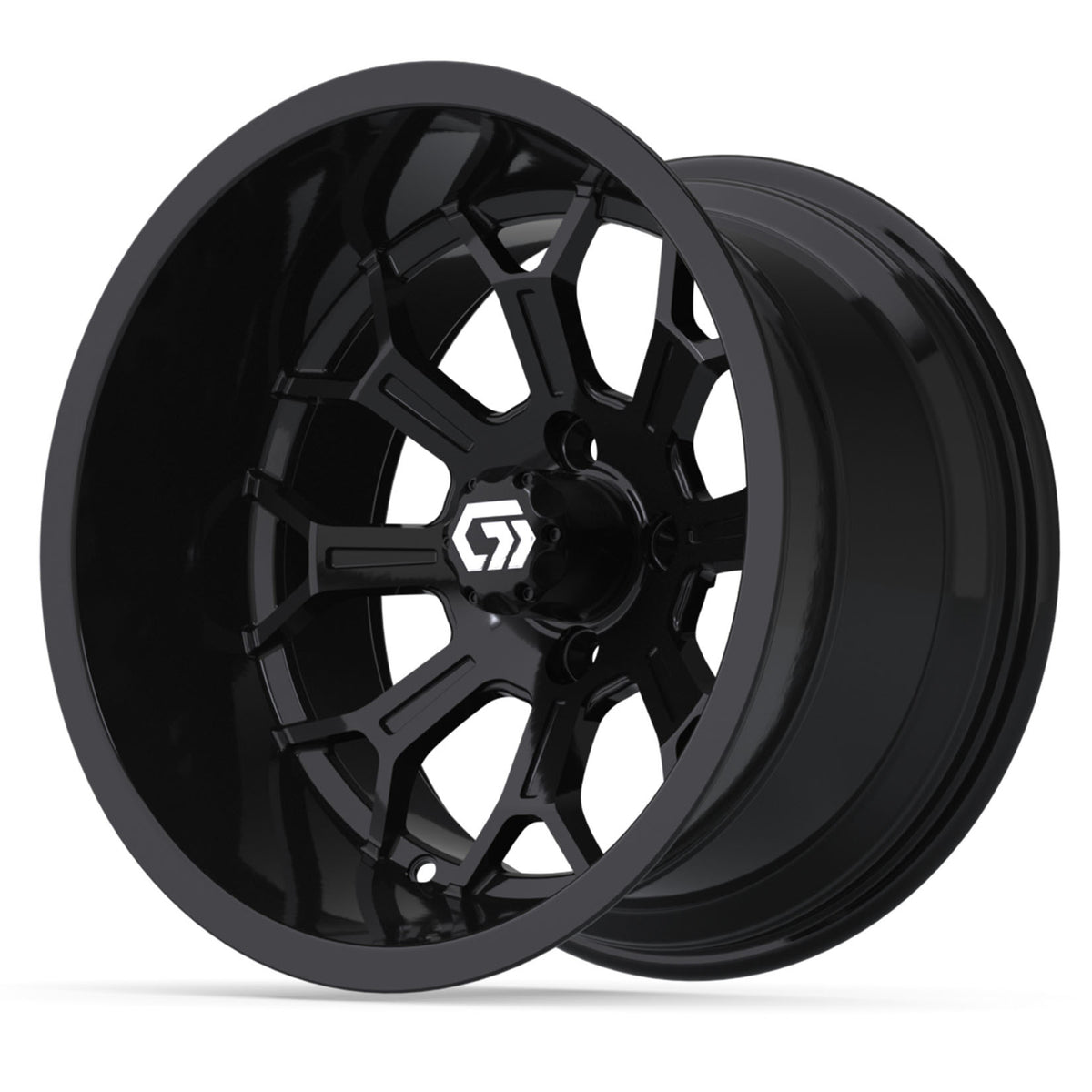 GTW Assault Gloss Black 15" Golf Cart Wheel | Deep Dish