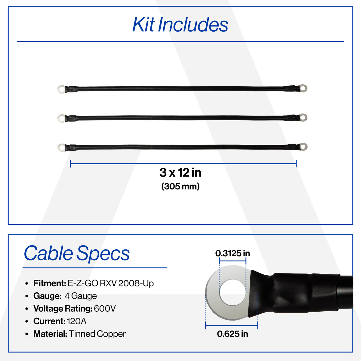 EZGO RXV 4-Gauge Battery Cable Set (Years 2008-Up)