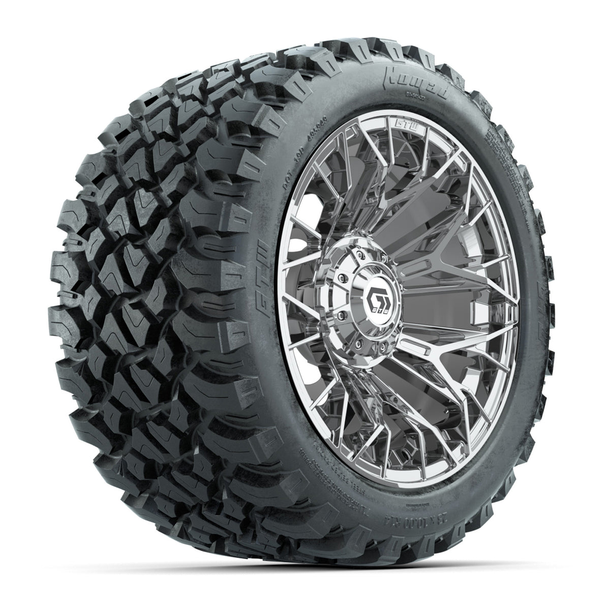 Set of (4) 14" GTW® Stellar Chrome Wheels with 23x10-R14 Nomad All-Terrain Tires