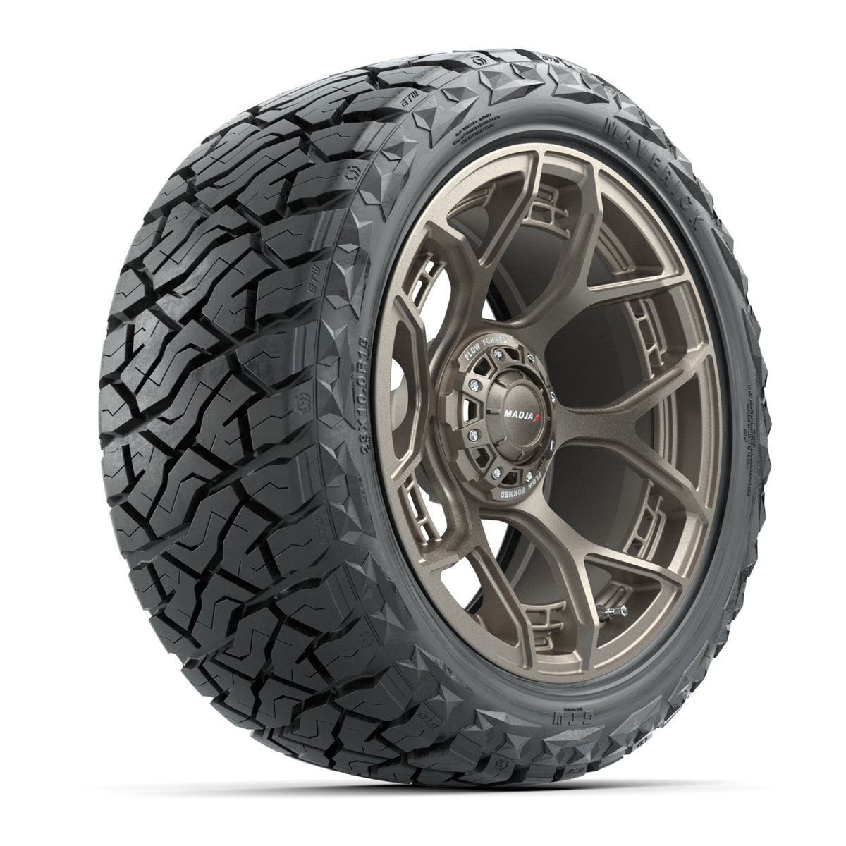 GTW MadJax® Flow Form Evolution Matte Bronze 15" Wheels with 23x10.00-R15 Maverick All-Terrain Tires – Full Set
