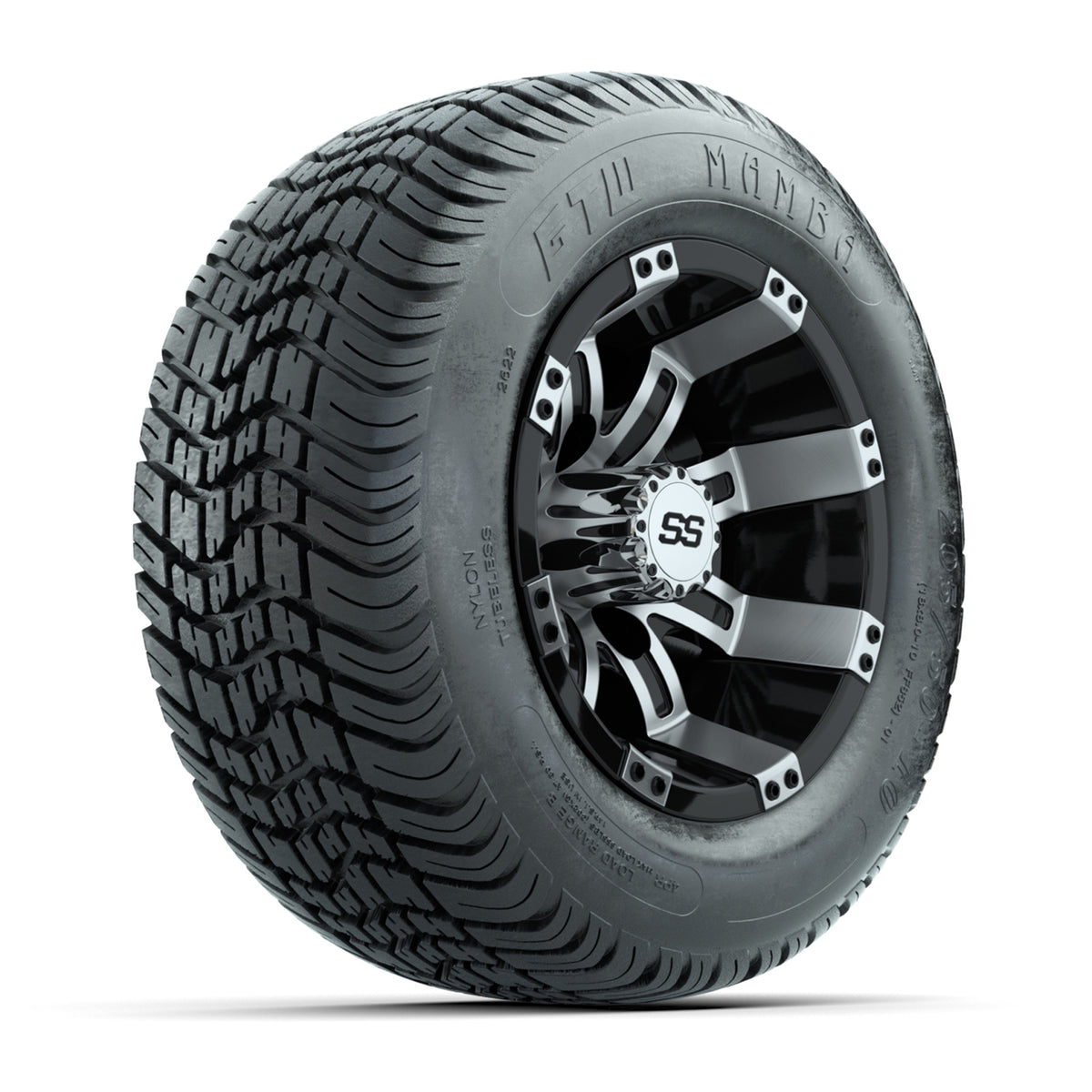 GTW Tempest 10" Black & Silver Wheels with 205/50-10 Street Tires — Set of 4