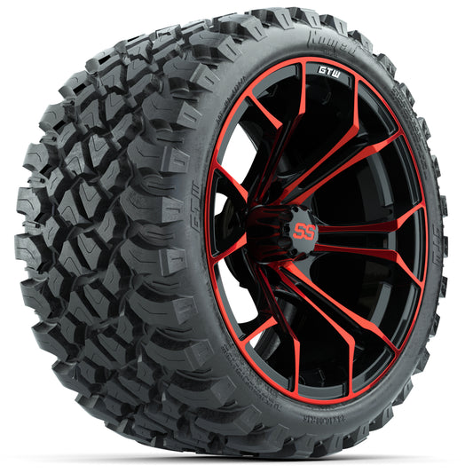 GTW Spyder Red/Black 15" Wheels with 23x10-R15 Nomad All-Terrain Tires - Set of 4