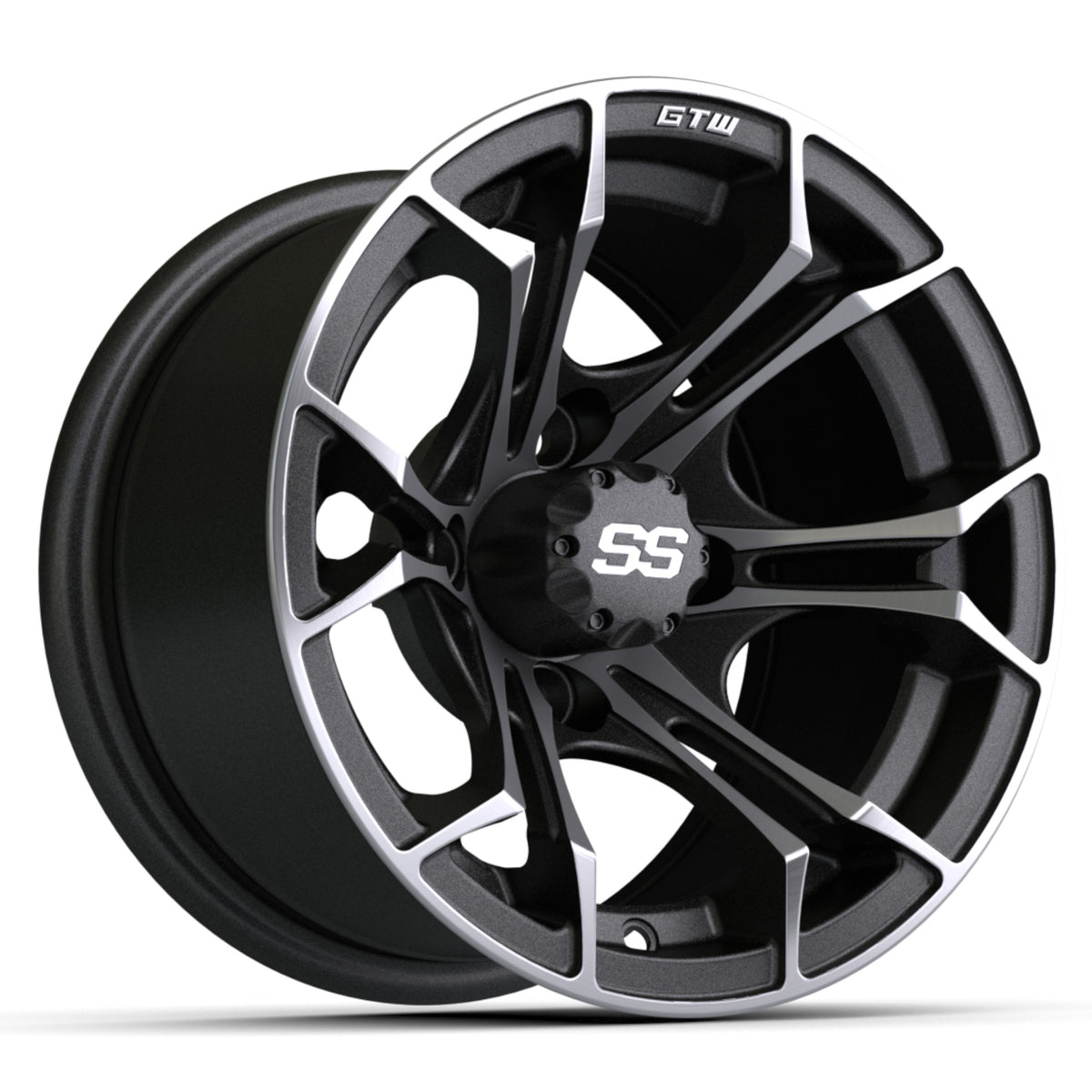 SPYDER WHEEL, 12X7 MATTE MACH/GRAY W/SS CAP