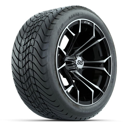 GTW Spyder Machined/Black 14" Wheels with 225/30-14 Mamba Street Tires Full Set