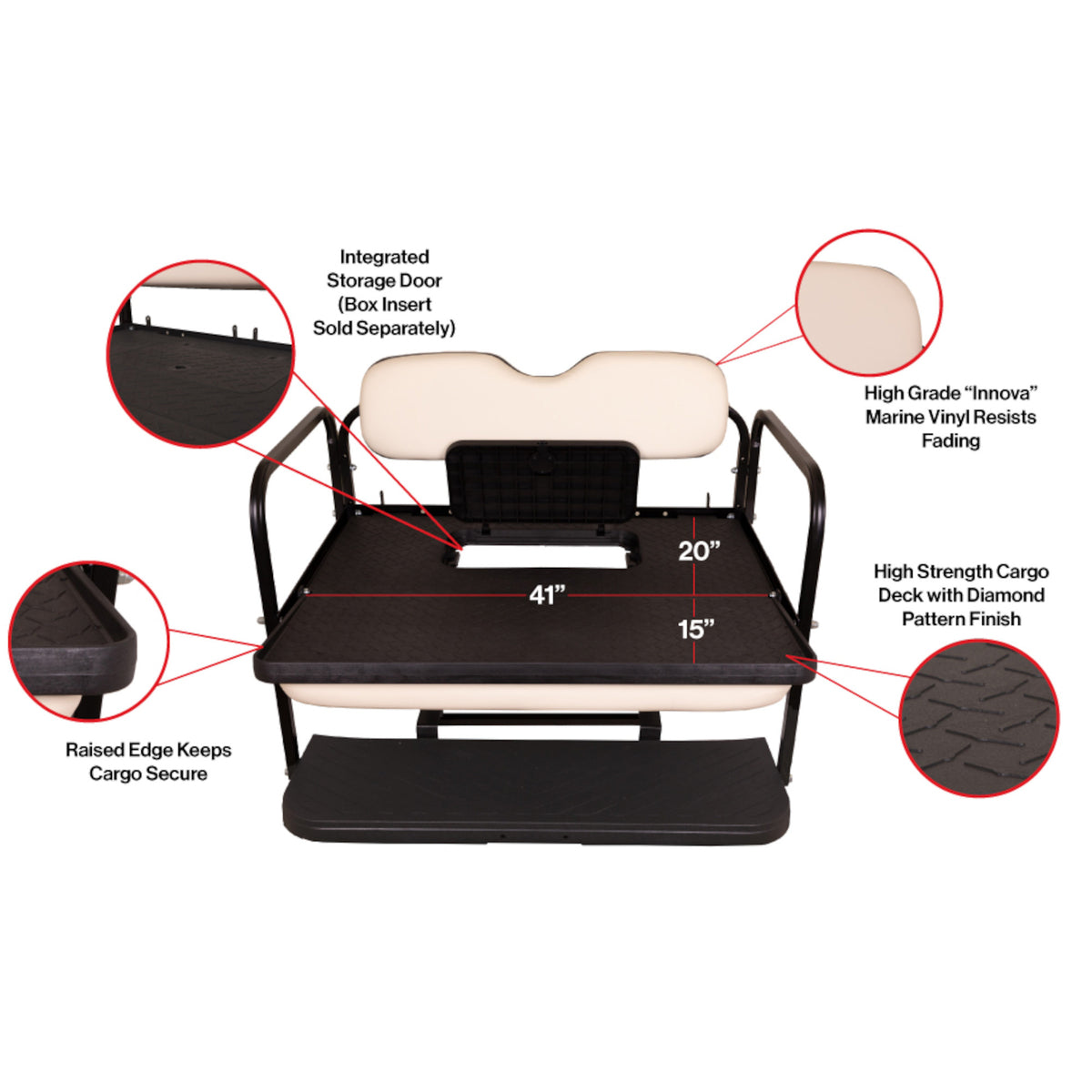 GTW MACH3 Rear Flip Seat Club Car Precedent, Tempo, Onward - Gray