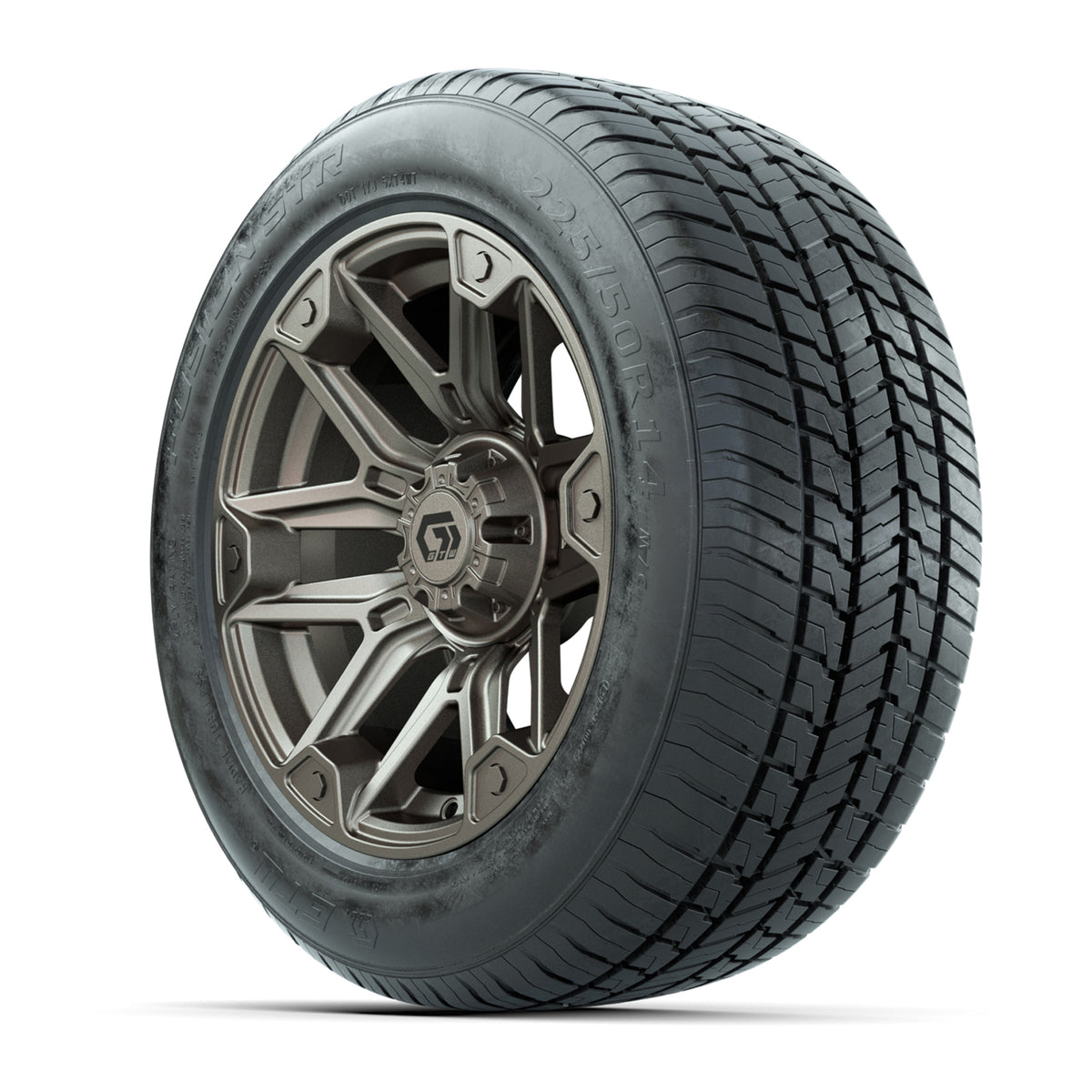 GTW® Graffiti Satin Bronze 14" Wheels with 225/50-R14 Fusion STR DOT Approved Street Tires - Full Set