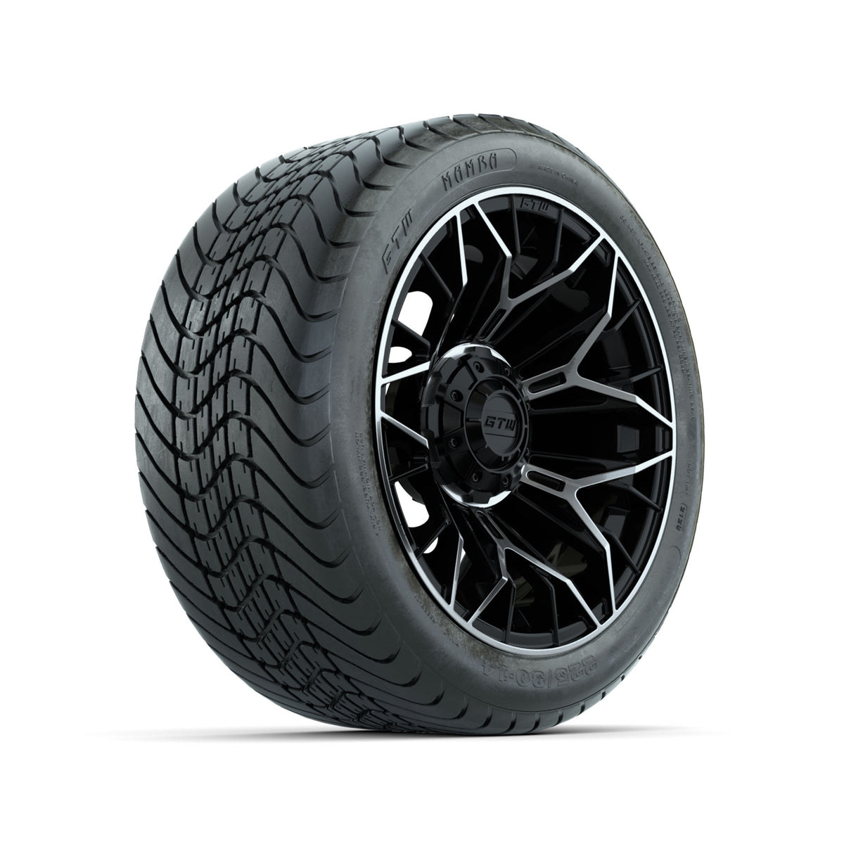 Set of (4) 14" GTW® Stellar Machined & Black Wheels with 225/30-14 Mamba Street Tire